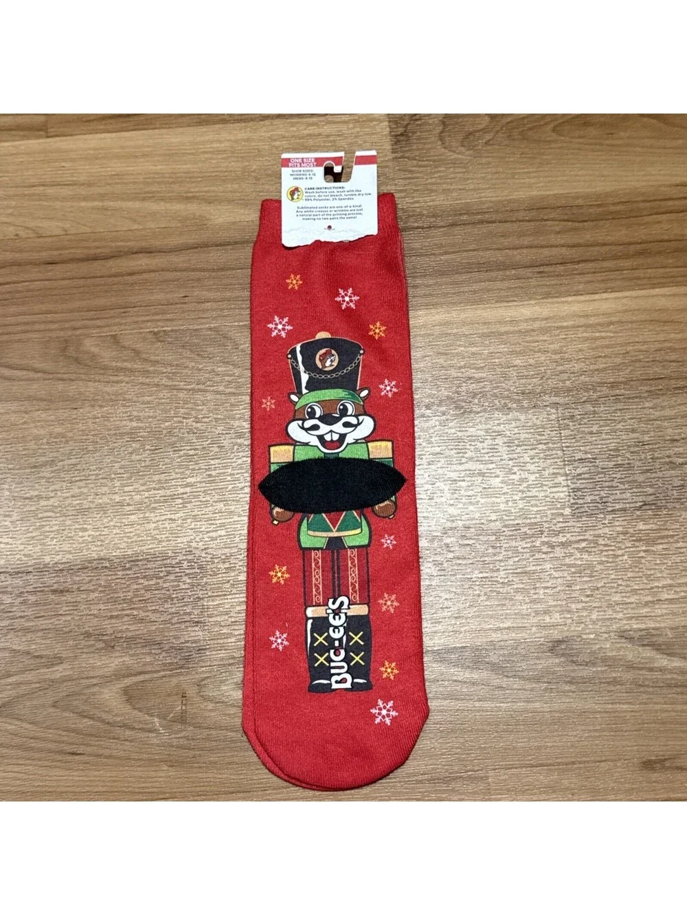 Buc-ees Nutcracker Socks Unisex OS Red Crew Christmas Stocking Stuffer Texas